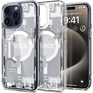 Funda Spigen Ultra Hybrid Mag MagSafe iPhone 15 Pro Max Zero One Blanco Case
