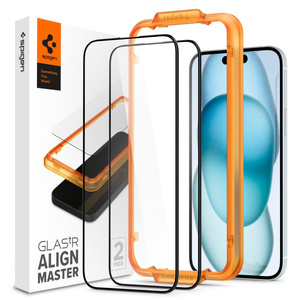 Vidrio Templado Spigen Alm Glass Fc 2-pack iPhone 15 Negro