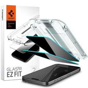 Tempered Glass Spigen Glas.tr "ez Fit" 2er-Pack iPhone 15 Pro Max Datenschutz