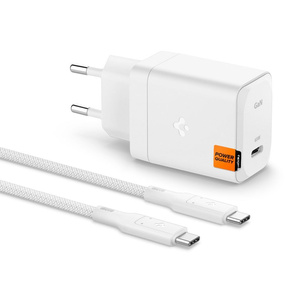 Charger Spigen ARCSTATION PRO GAN-651 1-PORT NETWORK CHARGER 65W + TYPE-C CABLE WHITE
