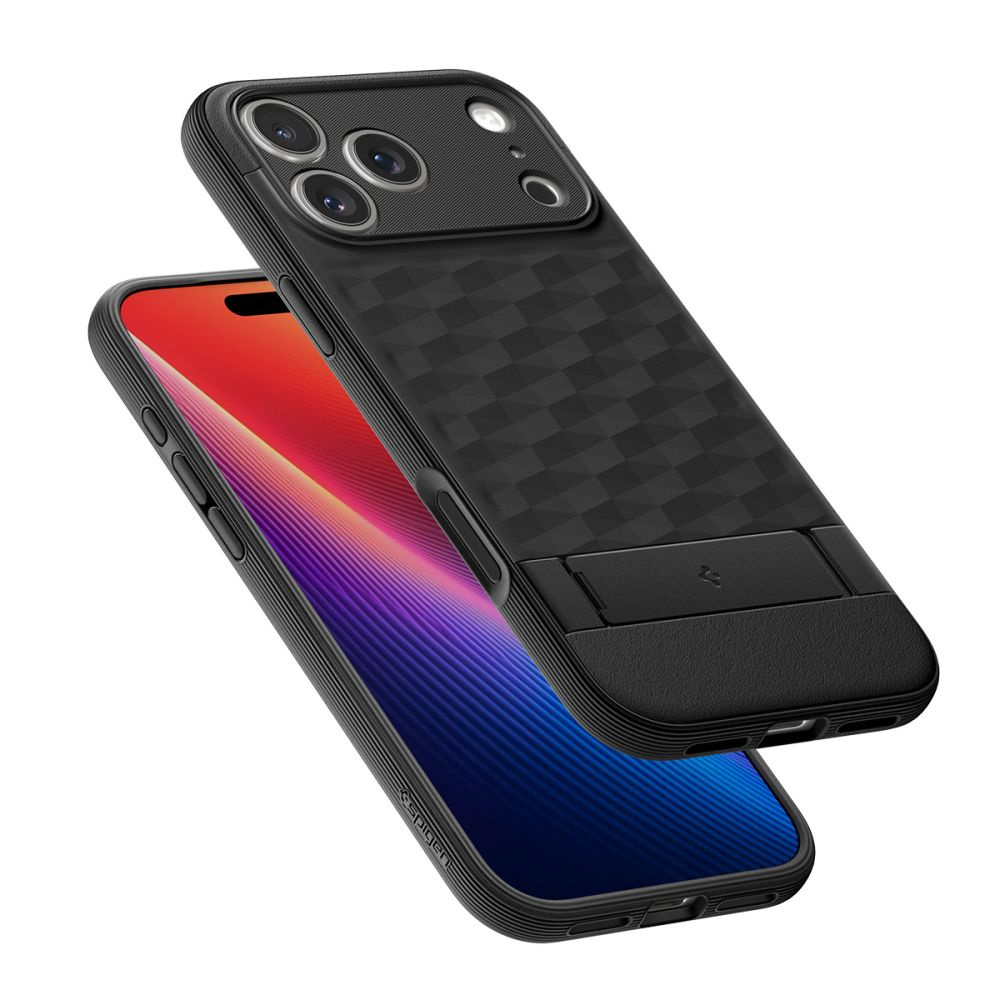 Tekstura Parallax 3D - czarne etui Spigen dla iPhone 17 Pro