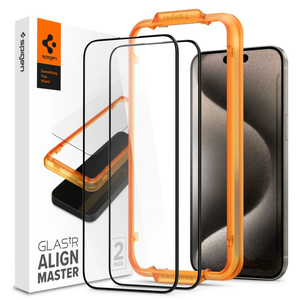 Загартоване скло Spigen Alm Glass Fc 2pack iPhone 15 Pro Max Black