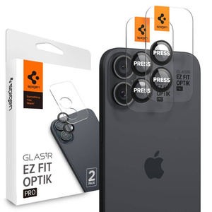 Spigen IPhone PROTECTOR DE CÁMARA OPTIK PRO GLAS.TR "EZ FIT" PROTECTOR DE CÁMARA 2-PACK 16 / 16 PLUS NEGRO